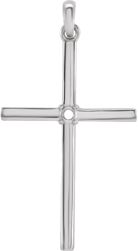 14K White 2 mm Round Cross Pendant Mounting (1)