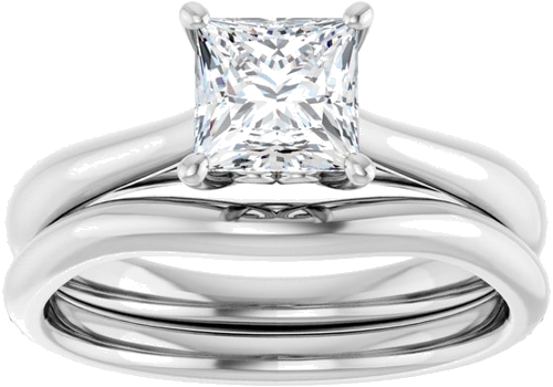 14K White  5.5 mm Square Solitaire Engagement Ring Mounting (8)