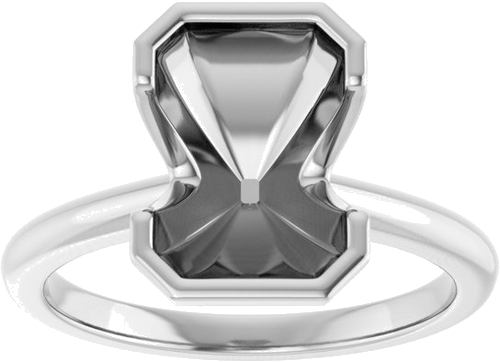 Sužadėtuvių Žiedas „Half-Bezel“ 14k white gold Emerald 10mm x 7mm (3)