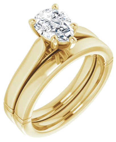 Sužadėtuvių Žiedas „Solitaire“ 10k yellow gold Pear 8mm x 6mm (6)