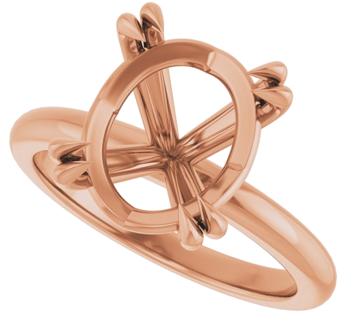 Sužadėtuvių Žiedas „Double Claw-Prong“ 14k rose gold Oval 12mm x 10mm (5)