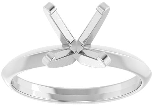 14K White 8 mm Round Solitaire Engagement Ring Mounting (3)