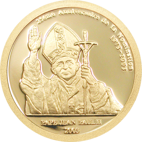 2003 Kongas Jonas Paulius II 20 frankų auksinė moneta (1)