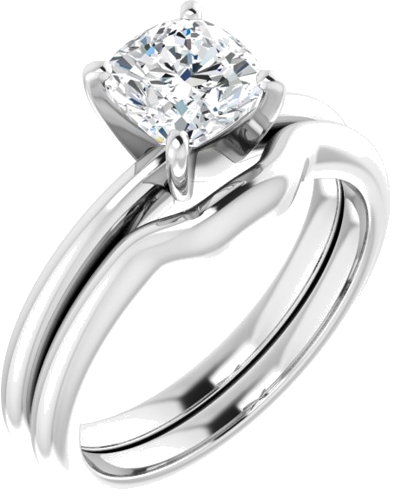 Sužadėtuvių Žiedas „Solitaire“ 585 Baltojo Aukso Cushion 6mm (6)