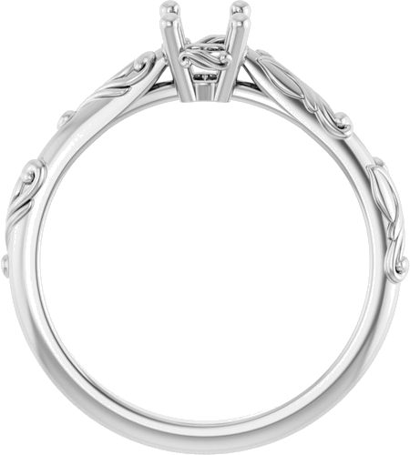 Sužadėtuvių Žiedas „Solitaire Scroll“ 14k white gold Oval 7mm x 5mm (2)
