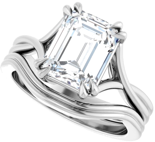 14K White 9x7 mm Emerald Solitaire Engagement Ring Mounting (10)