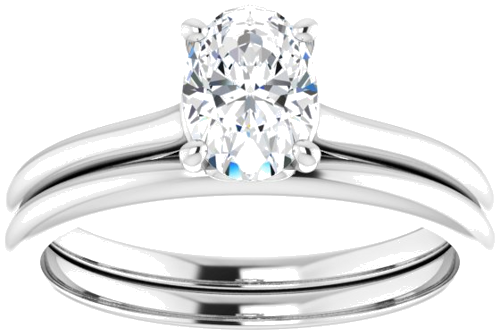 Sužadėtuvių Žiedas „Solitaire“ 10k white gold Oval 7mm x 5mm (8)