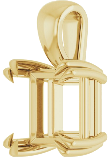 Pakabukas „Double Claw-Prong Solitaire“ 14k yellow gold Square 9mm (2)