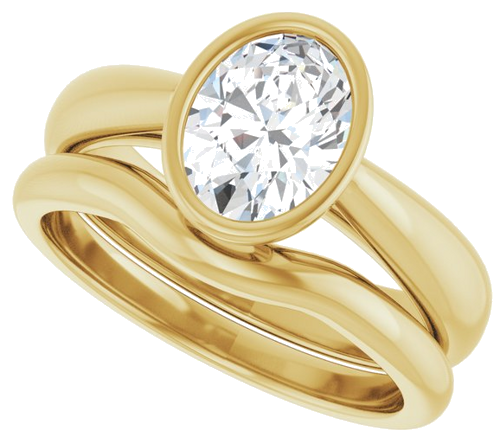 Sužadėtuvių Žiedas „Bezel-Set Solitaire“ 14k yellow gold Oval 8mm x 6mm (10)