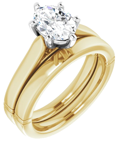 Sužadėtuvių Žiedas „Solitaire“ 14k yellow/white gold Oval 8mm x 6mm (6)