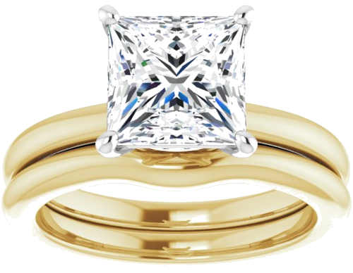 14K Yellow   White  7.5 mm Square Solitaire Engagement Ring Mounting (8)