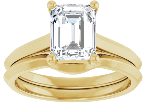 14K Yellow 8x6 mm Emerald Solitaire Engagement Ring Mounting (8)