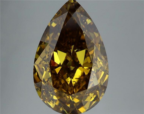 6.11 carat Fancy Deep Brown Greenish Yellow-SI2 Natūralus Pear Deimantas (1)
