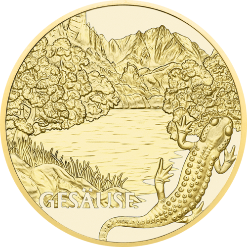 2022 Alpu Dārgumi (Savvaļas Ūdeņi) Austrija 50 eiro 1/4 oz zelta proof monēta (1)