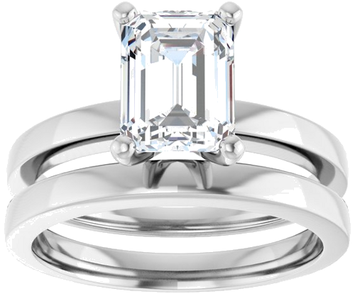 10K White 8x6 mm Emerald Solitaire Engagement Ring Mounting (8)