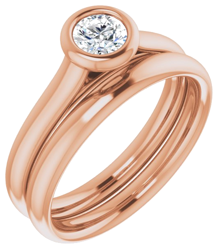 Sužadėtuvių Žiedas „Bezel-Set Solitaire“ 585 Rožinis Aukso Round 4.4mm (6)