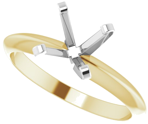 14K Yellow White 6.0-6.6 mm Round 4-Prong Solitaire Engagement Mounting (5)