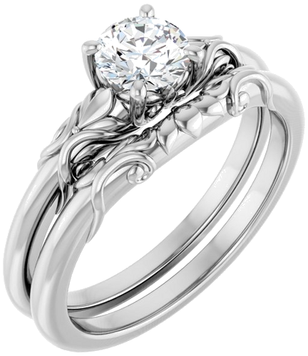 Sužadėtuvių Žiedas „Solitaire“ 14k white gold Round 5.2mm (6)