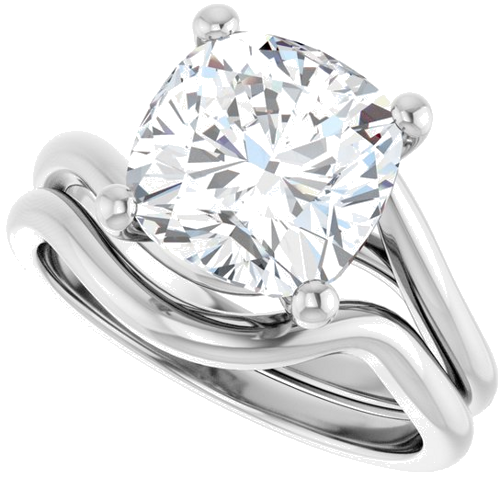 Sužadėtuvių Žiedas „Bypass“ 14k white gold Cushion 9mm (10)