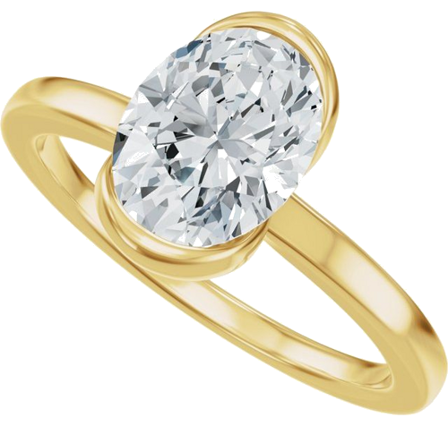 Sužadėtuvių Žiedas „Half Bezel Solitaire“ 14k yellow gold Oval 8.5mm x 6.5mm (5)