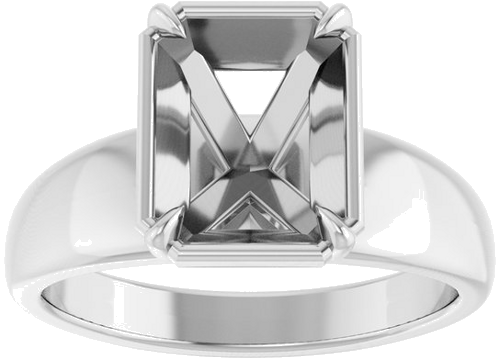 Sužadėtuvių Žiedas „Claw-Prong Solitaire Bezel-Style“ 14k white gold Emerald 9mm x 7mm (3)