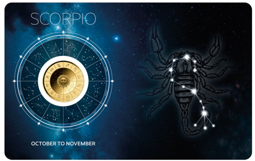 1/1000 oz Skorpions (Zodiac Series) 3000 franku Čada zelta monēta (1)