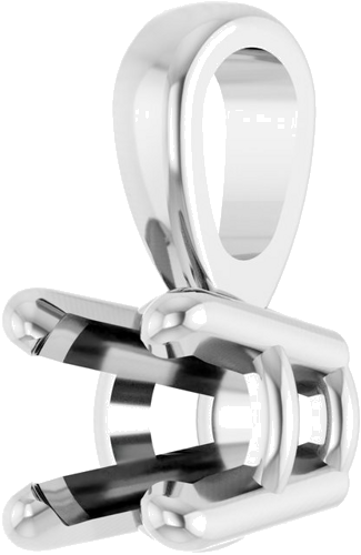 14K White 3.5 mm Round 4-Prong Pendant Mounting (2)