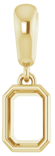 Pakabukas „Bezel-Set“ 585 Geltonojo Aukso Emerald 6mm x 4mm (1)