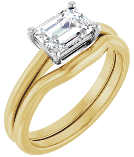 Sužadėtuvių Žiedas „Solitaire“ 585 Baltojo Ir Geltonojo Aukso Emerald 7mm x 5mm (6)