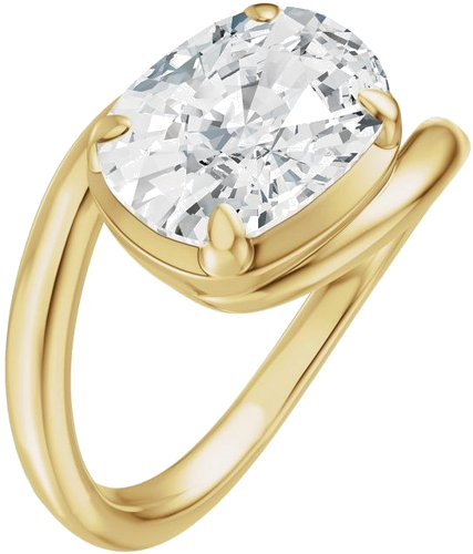 Sužadėtuvių Žiedas „Claw-Prong Solitaire Bypass“ 14k yellow gold Elongated Cushion 9mm x 7mm (1)