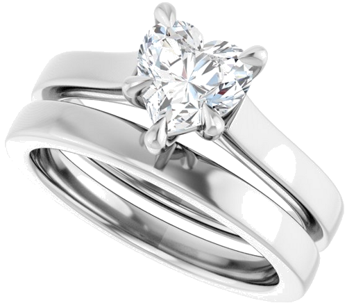Sužadėtuvių Žiedas „Claw-Prong“ 14k white gold Heart 6.5mm (10)