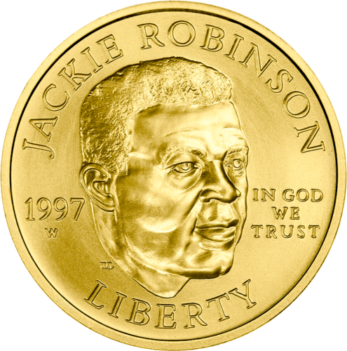 1997 США Джек Робинсон 5 долларов золотая монета (1)