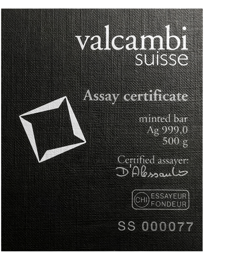 500 г Сребърен кюлчe Valcambi (сечен) (5)