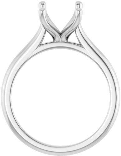 14K White 9x7 mm Emerald Solitaire Engagement Ring Mounting (2)