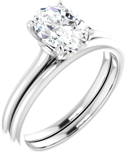 Sužadėtuvių Žiedas „Solitaire“ 585 Baltojo Aukso Oval 8mm x 6mm (6)