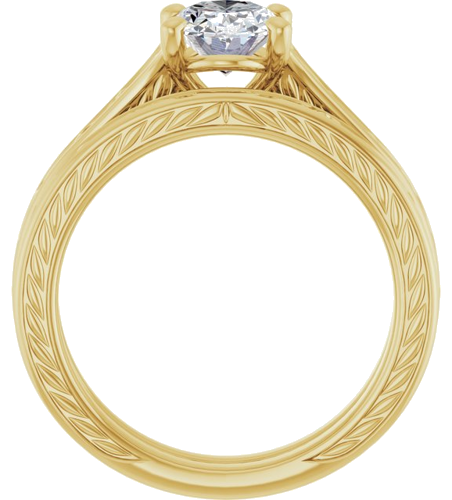 Sužadėtuvių Žiedas „Solitaire Scroll“ 14k yellow gold Oval 8mm x 6mm (12)