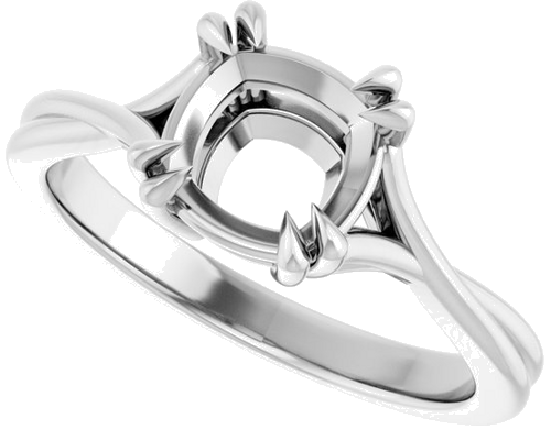 Sužadėtuvių Žiedas „Double Claw-Prong Solitaire Criss-Cross“ 14k white gold Cushion 7mm (5)