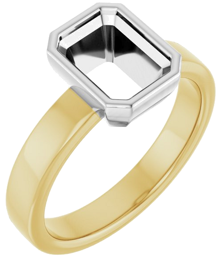 Sužadėtuvių Žiedas „Solitaire“ 585 Baltojo Ir Geltonojo Aukso Emerald 8mm x 6mm (1)