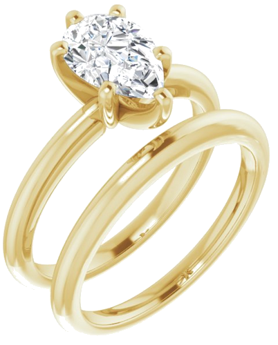 14K Yellow  9x6 mm Pear Solitaire Engagement Ring Mounting (6)