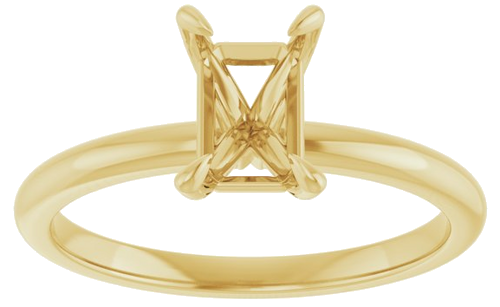 14K Yellow  7x5 mm Emerald Solitaire Engagement Ring Mounting (3)