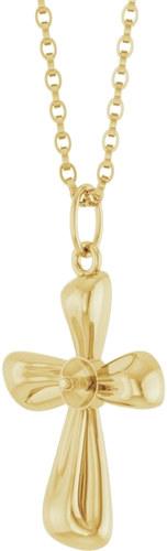 14K Yellow Cross 16-18  Necklace Mounting for 4 mm Pearl (2)