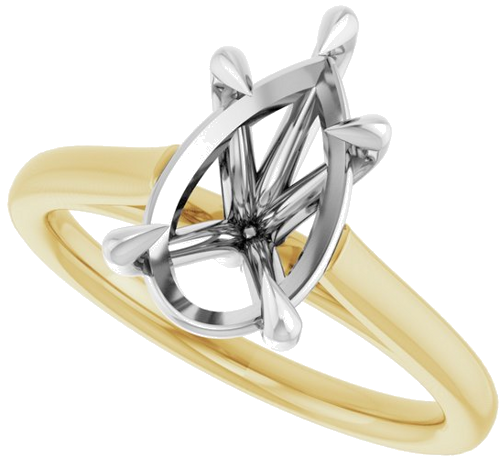 Sužadėtuvių Žiedas „Claw-Pong“ 18k yellow/white gold Pear 11.5mm x 7mm (5)