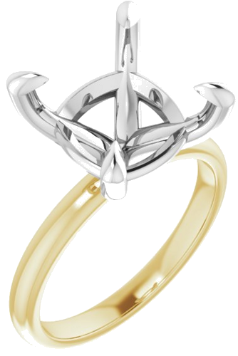 Sužadėtuvių Žiedas „Solitaire“ 14k yellow/white gold Cushion 11mm (1)