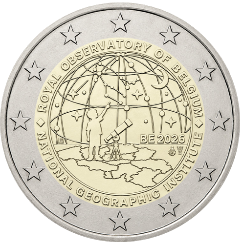 2026 Belgium National Geographic Institute and Royal Observatory Anniversary 2 Euro BU Coin in Card (2)