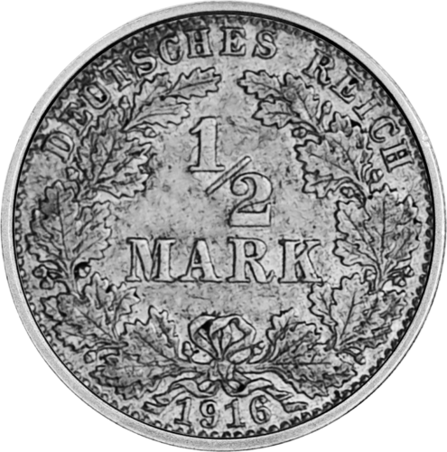 Pusė markės Vilhelmas II (1905-1919) Vokietijos imperija sidabrinė moneta (1)