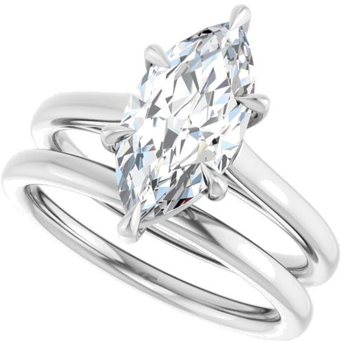 Sužadėtuvių Žiedas „Claw-Pong“ 14k white gold Marquise 13mm x 6.5mm (10)