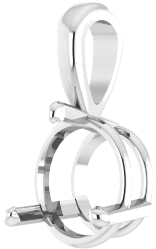 Sterling Silver 9 mm Round 3-Prong Pendant Mounting (2)