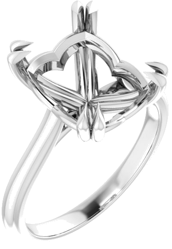 Platinum 11x9 mm Emerald Solitaire Engagement Ring Mounting (1)