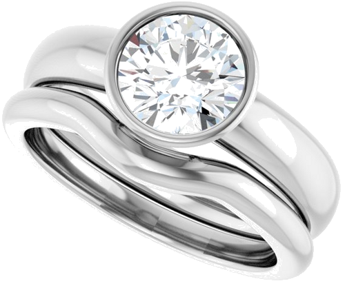 Sužadėtuvių Žiedas „Bezel-Set Solitaire“ 14k white gold Round 7mm (10)