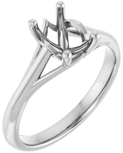 14K White 7x5 mm Emerald Solitaire Engagement Ring Mounting (1)